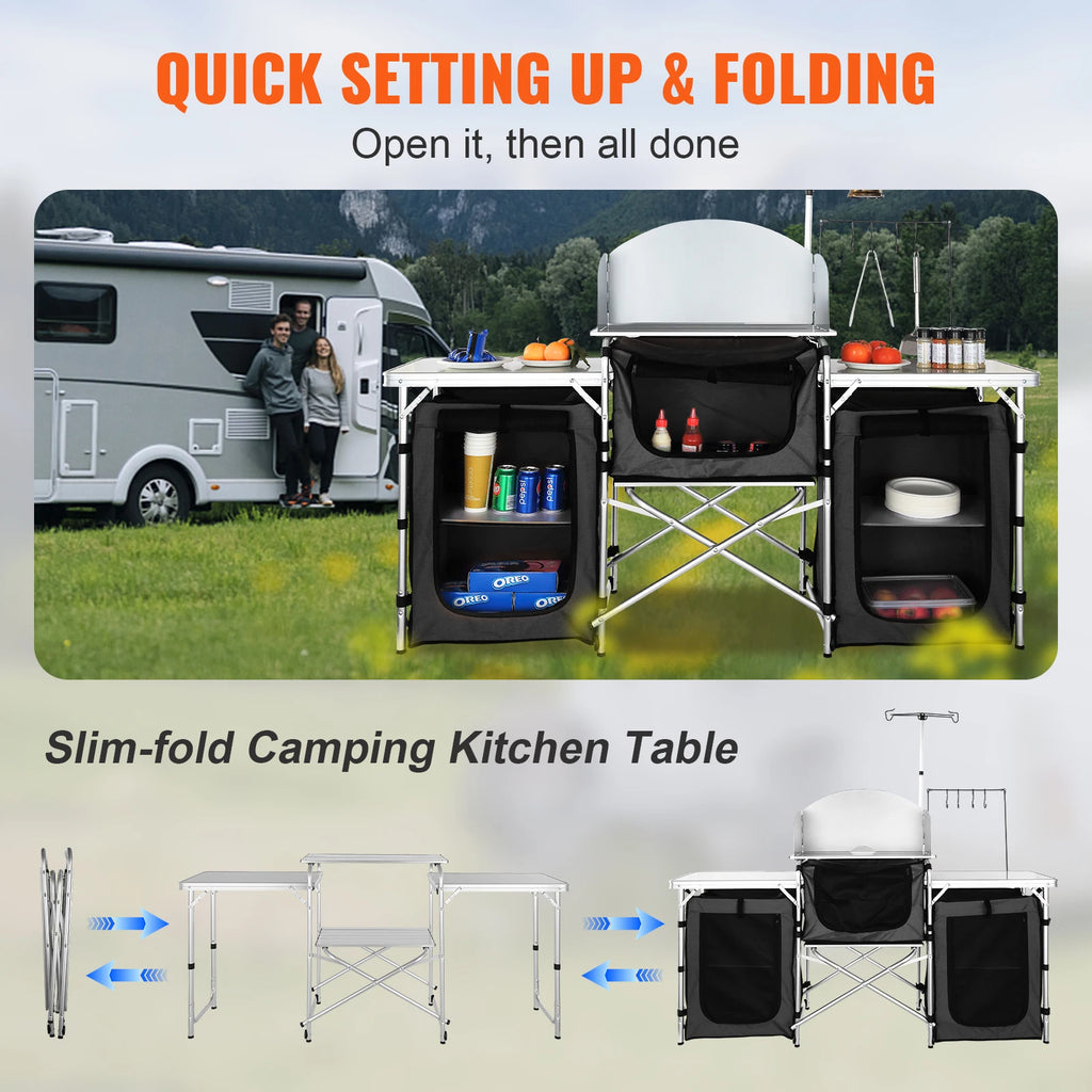 Camping Kitchen Table Cabinet Folding