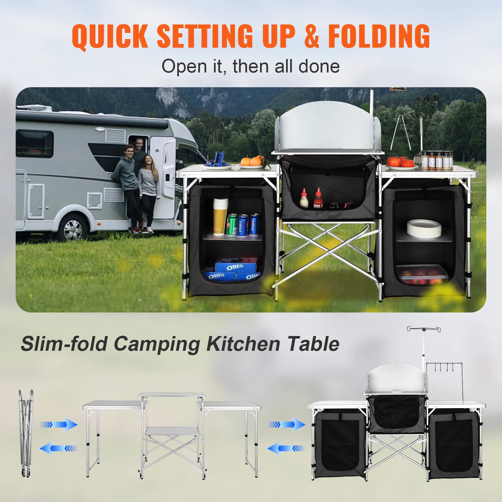 Camping Kitchen Table Cabinet Folding