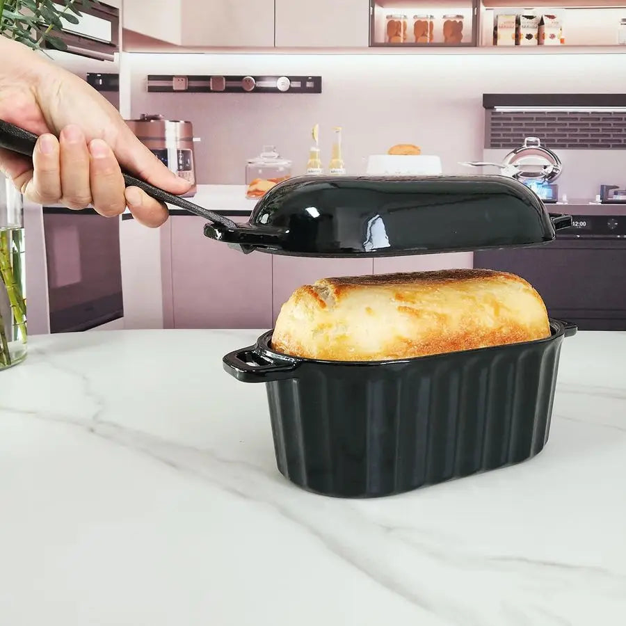 Oven Enameled Cast Iron Bread Pan W/Lid