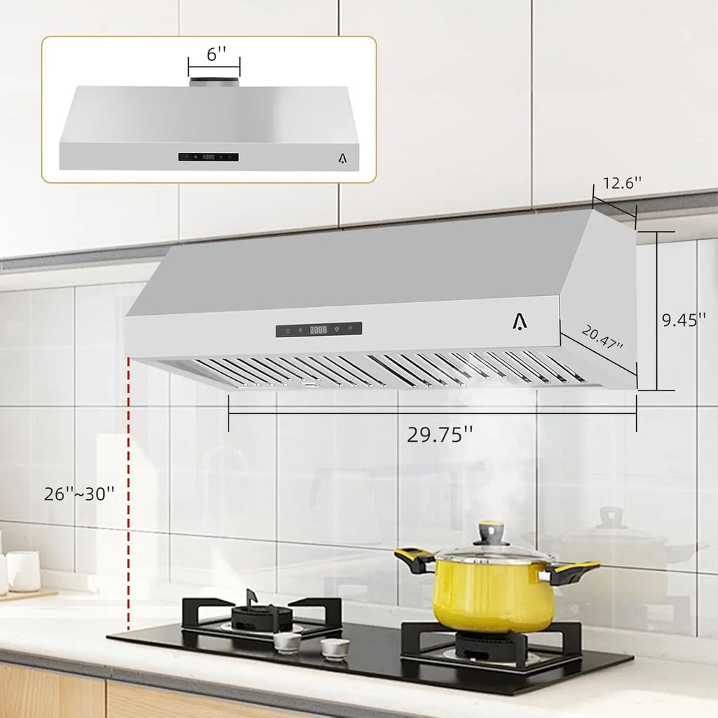 30" Range Hood Under Cabinet, Stainless 400 CFM