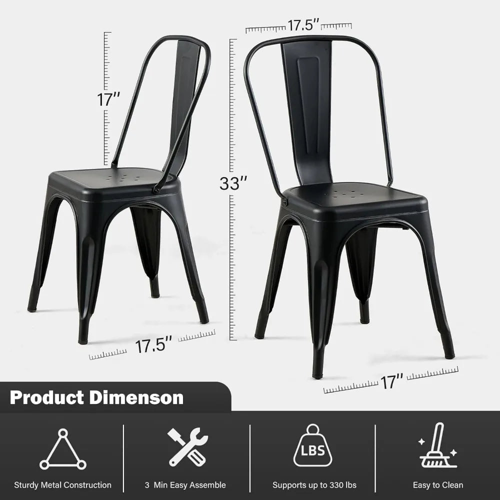 4-Pack Industrial Style Metal Stackable