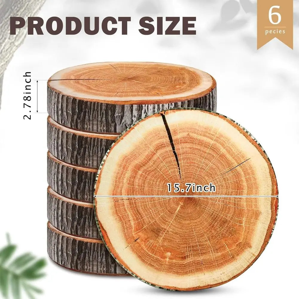 6 Round Pillow Wood Decorative