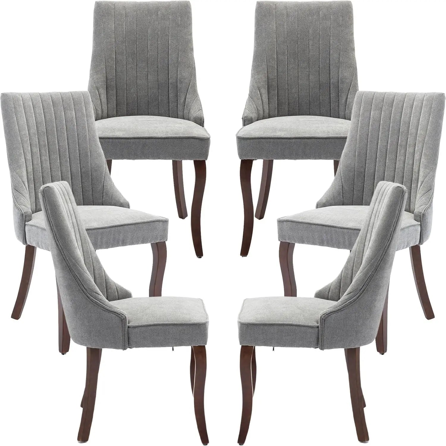 6 Velvet Upholstered Mid Century Wood Legs