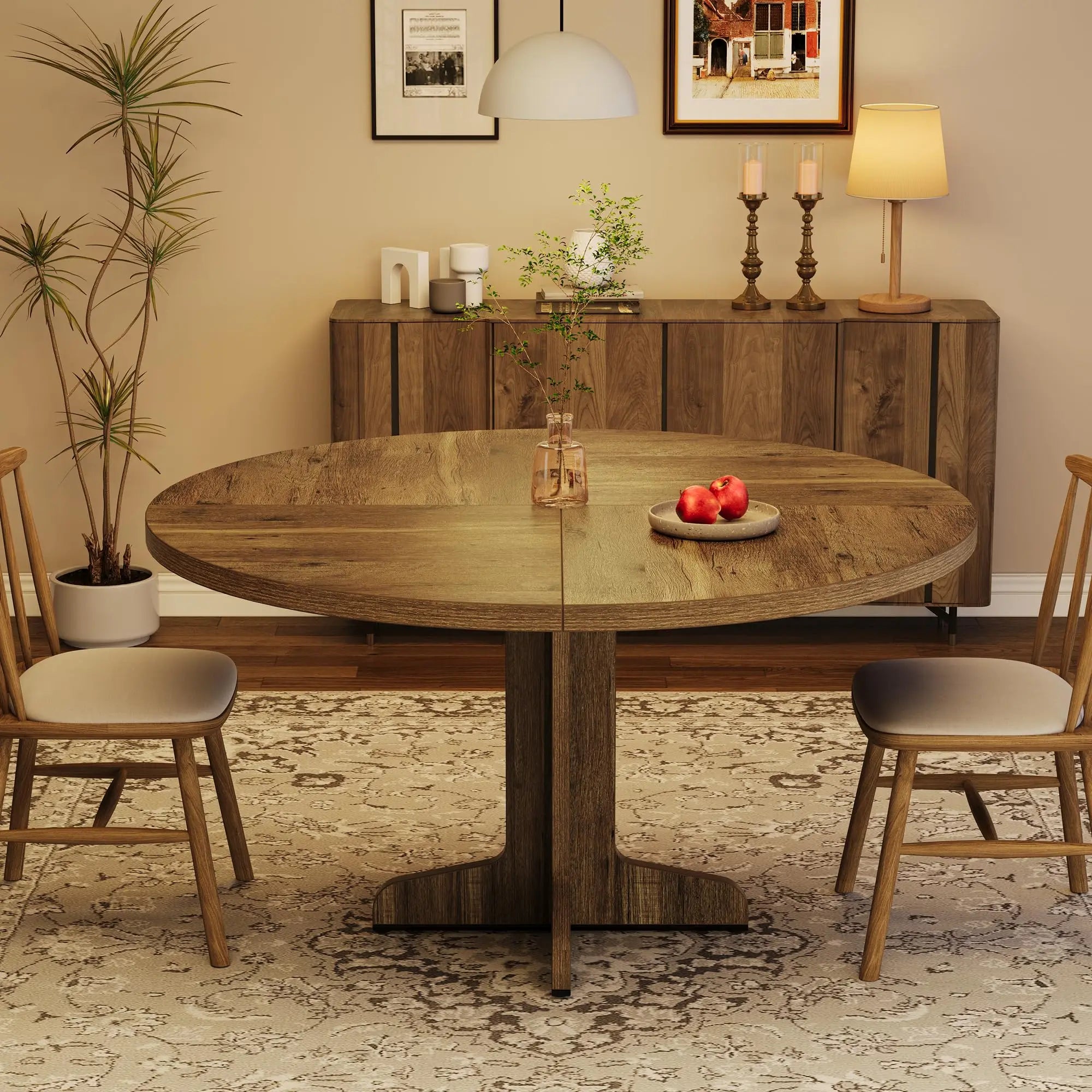 47" Round For 4 Wooden Pedestal