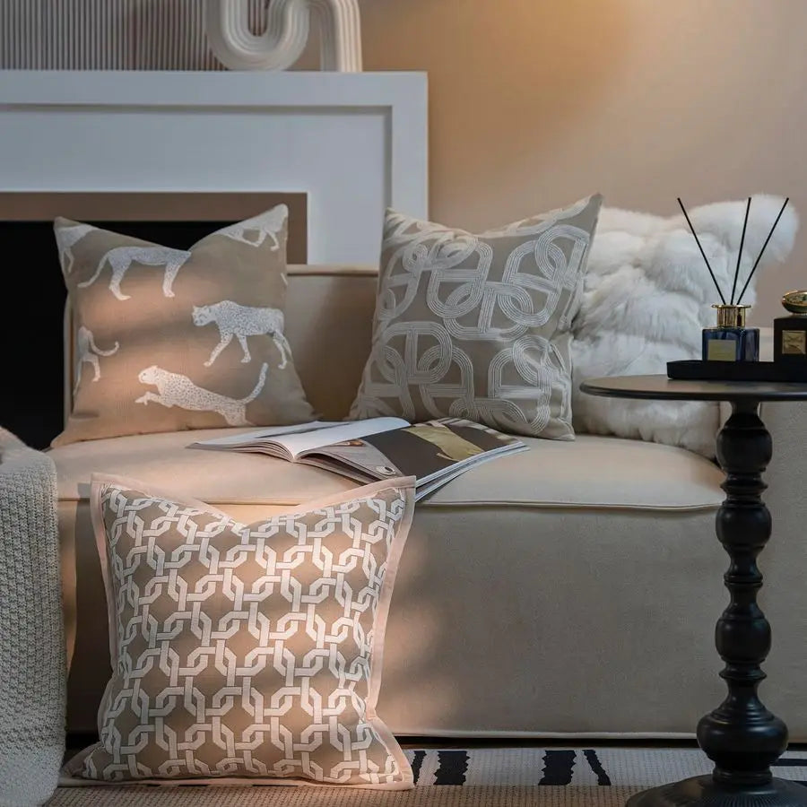 Inches Throw Pillow Cushion Cover Leopard Pattern Chenille Jacquard Luxury Style Couch Sofa Pillow for Living Room Bedroom