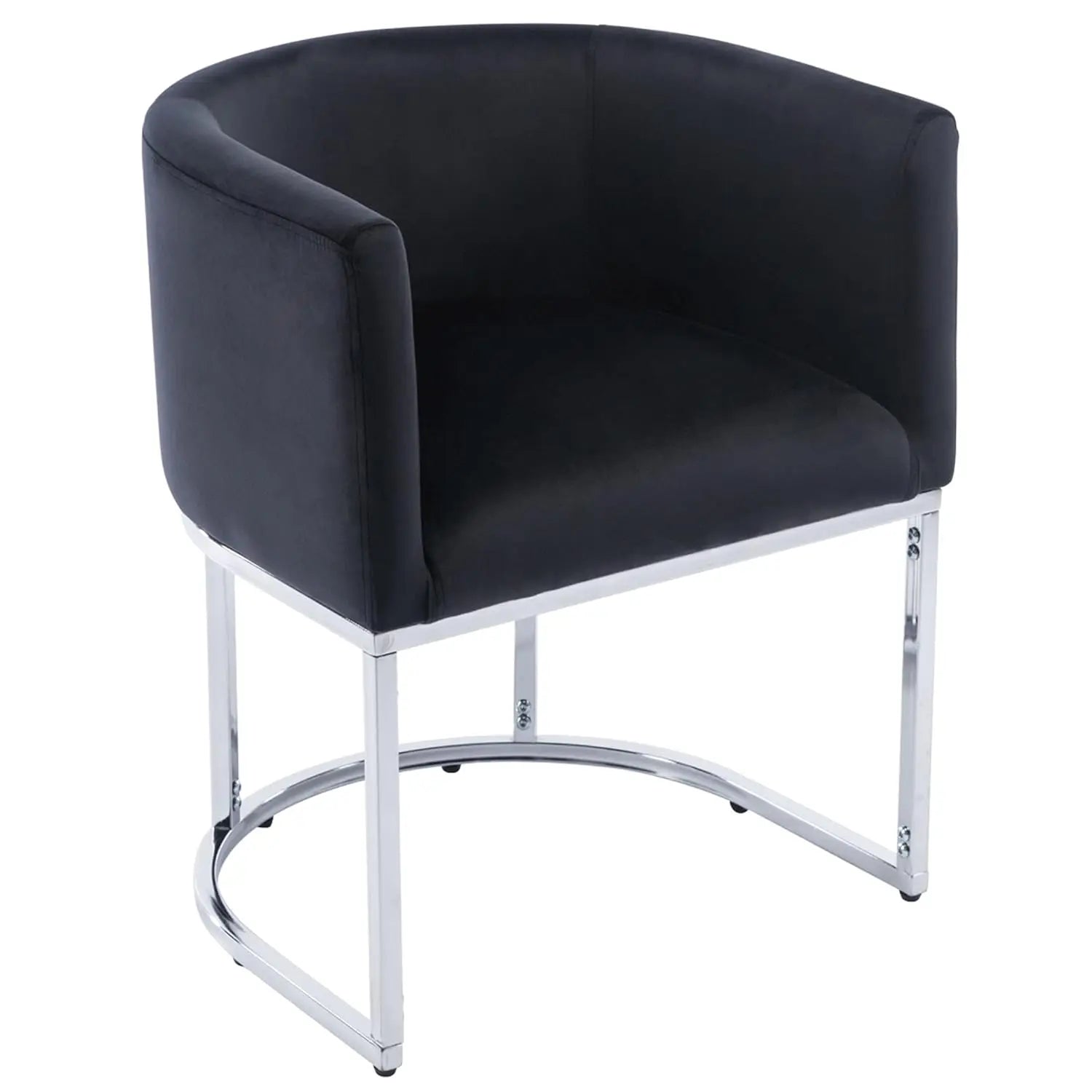Faux Leather Upholstered Barrel Metal Frame