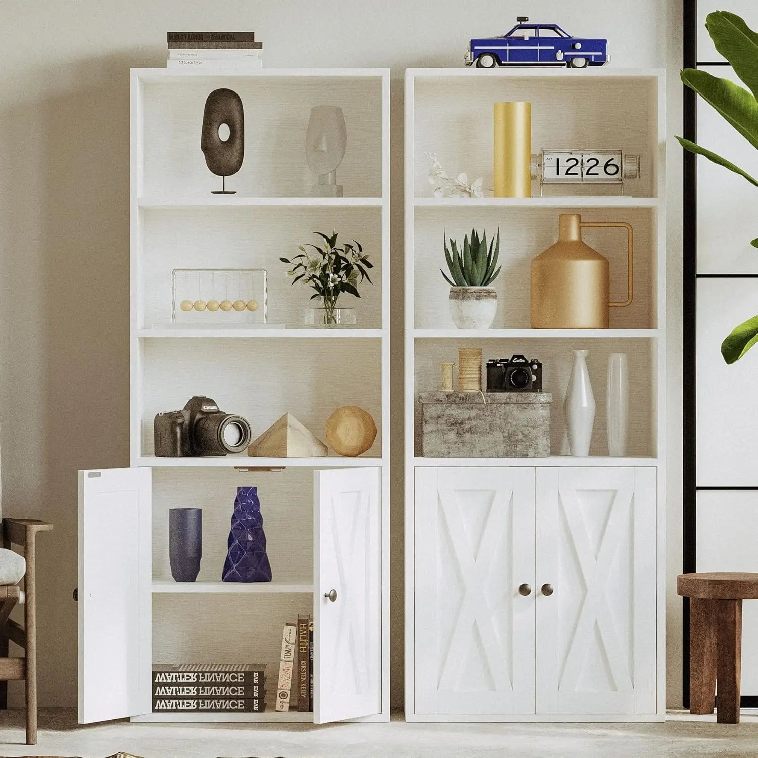 Industrial Bookshelves/Bookcases w/Doors 11.8 in Depth