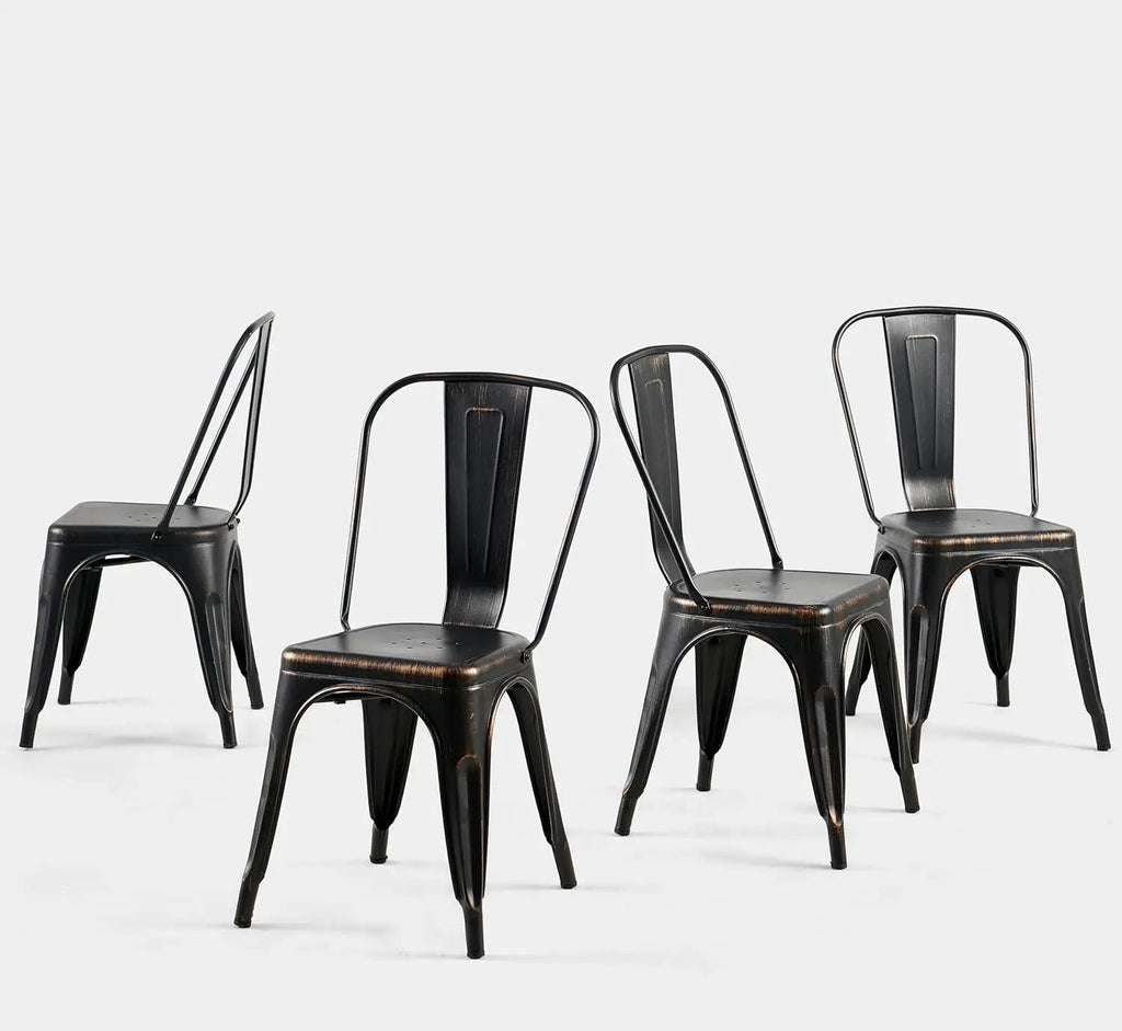 4-Pack Industrial Style Metal Stackable