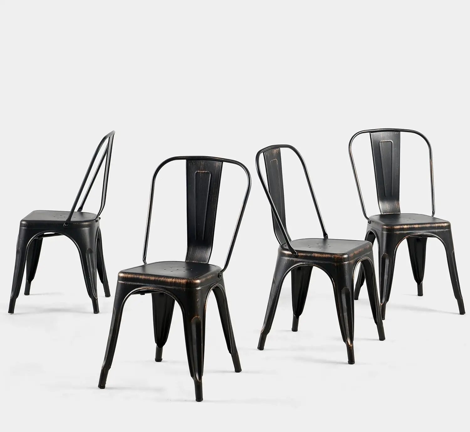 4-Pack Industrial Style Metal Stackable