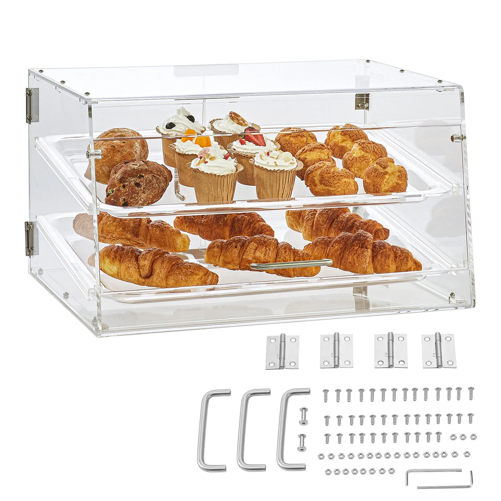 2 Tray Clear Pastry Display Case Acrylic Commercial