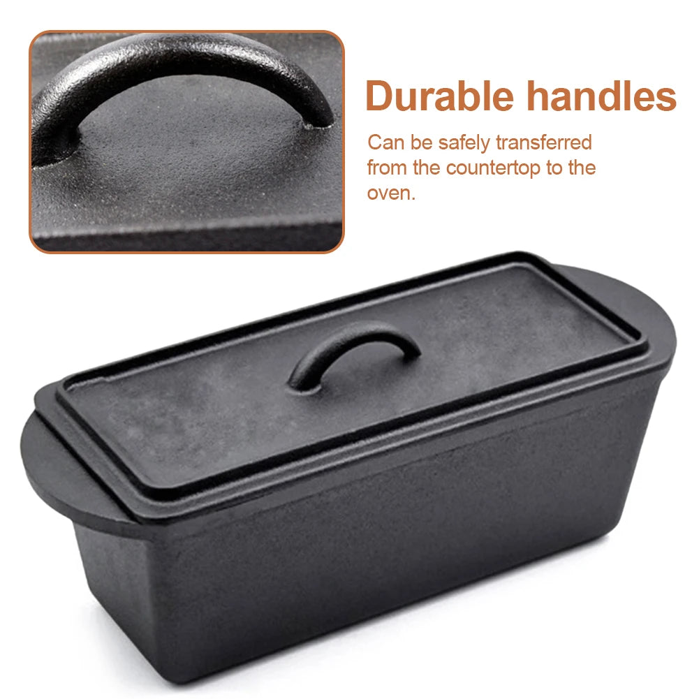 Iron Rectangular Cast Iron Bread-Pan W/Lid