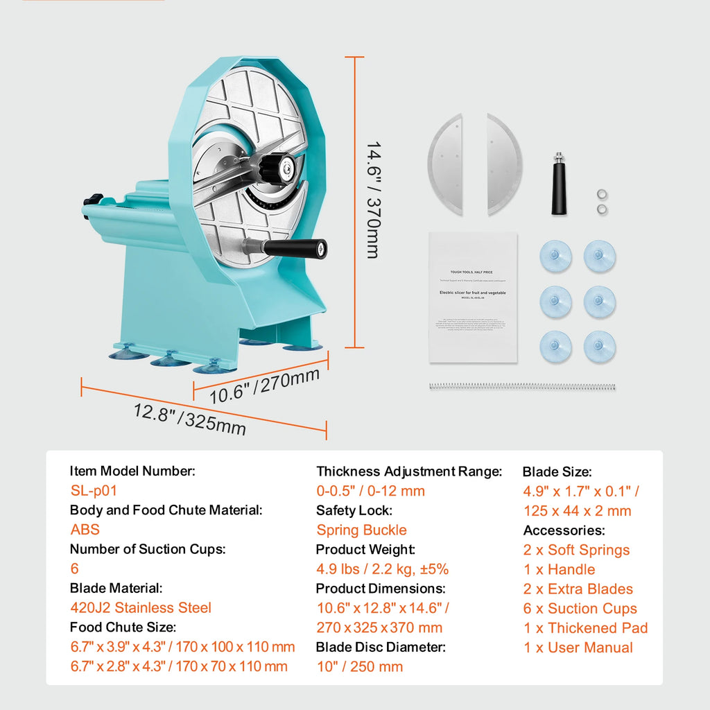 Commercial Manual Vegetable Fruit Slicer 0-0.5"/0-12mm Adjustable