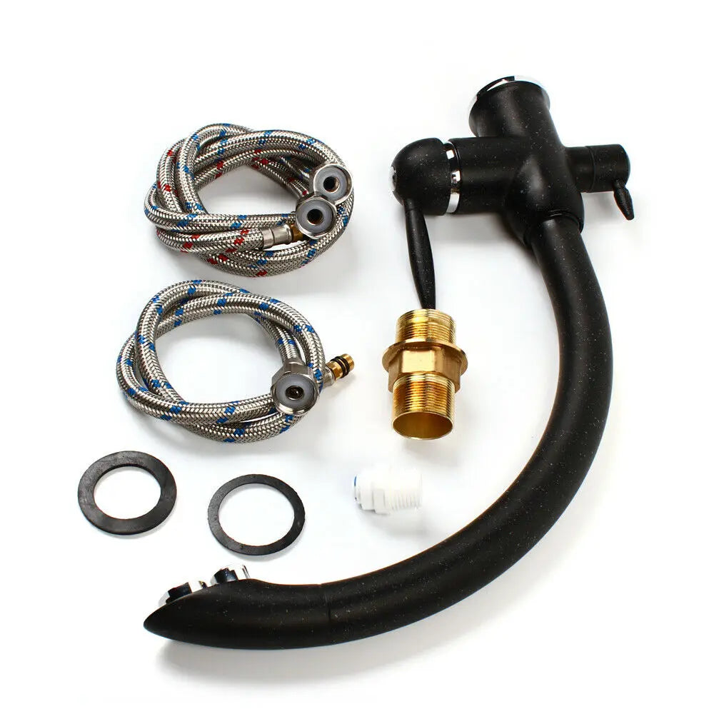 Black Three-Way Mixer Tap