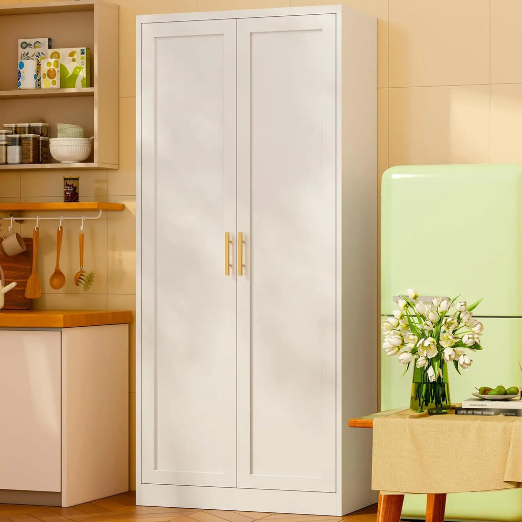 White Pantry Cabinet 71" Tall Metal