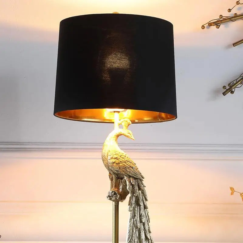 Modern 29" Elegant Golden Peacock Lamp