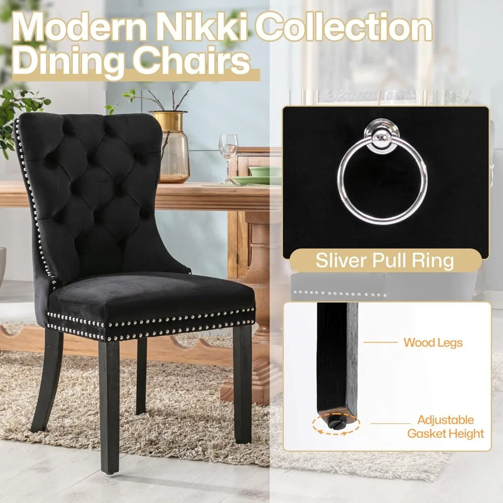 6 Velvet Wood Legs Pull Ring, Luxury
