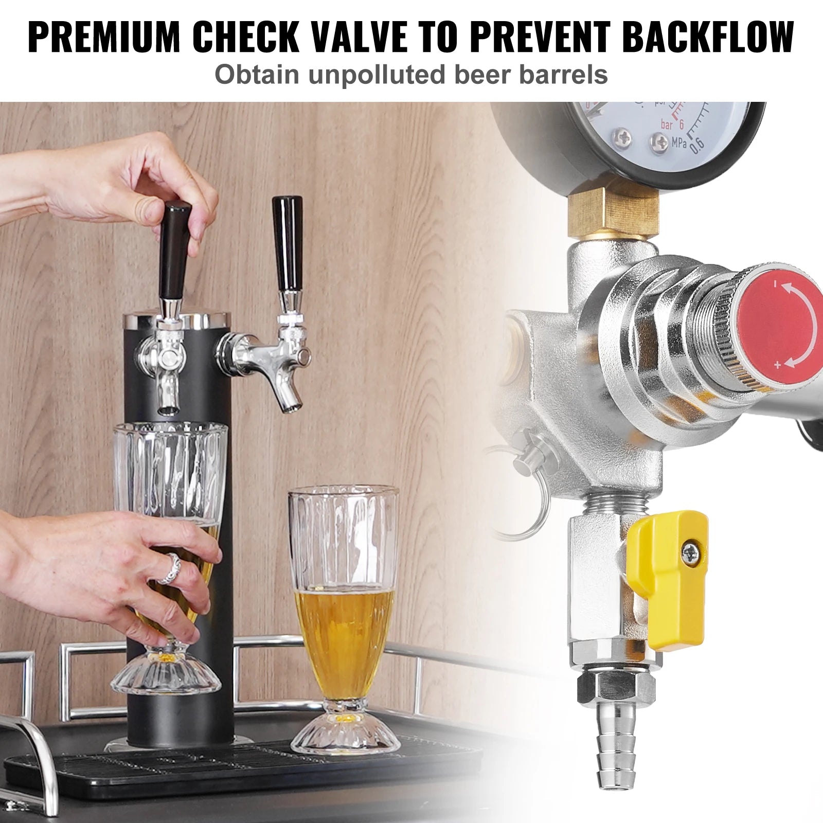 CO2 Regulator Dual Triple Gauges with Check Valve