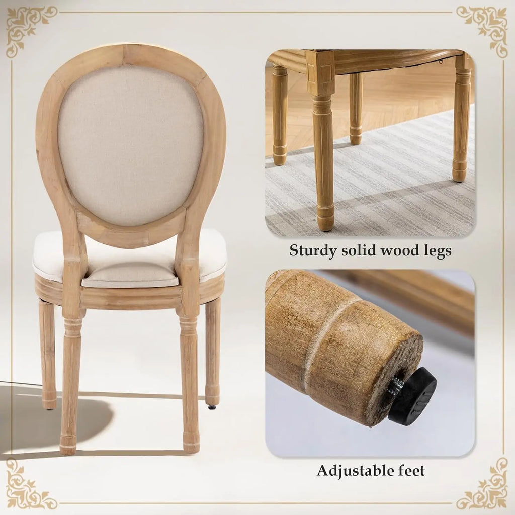6 French Beige Farmhouse Round Back