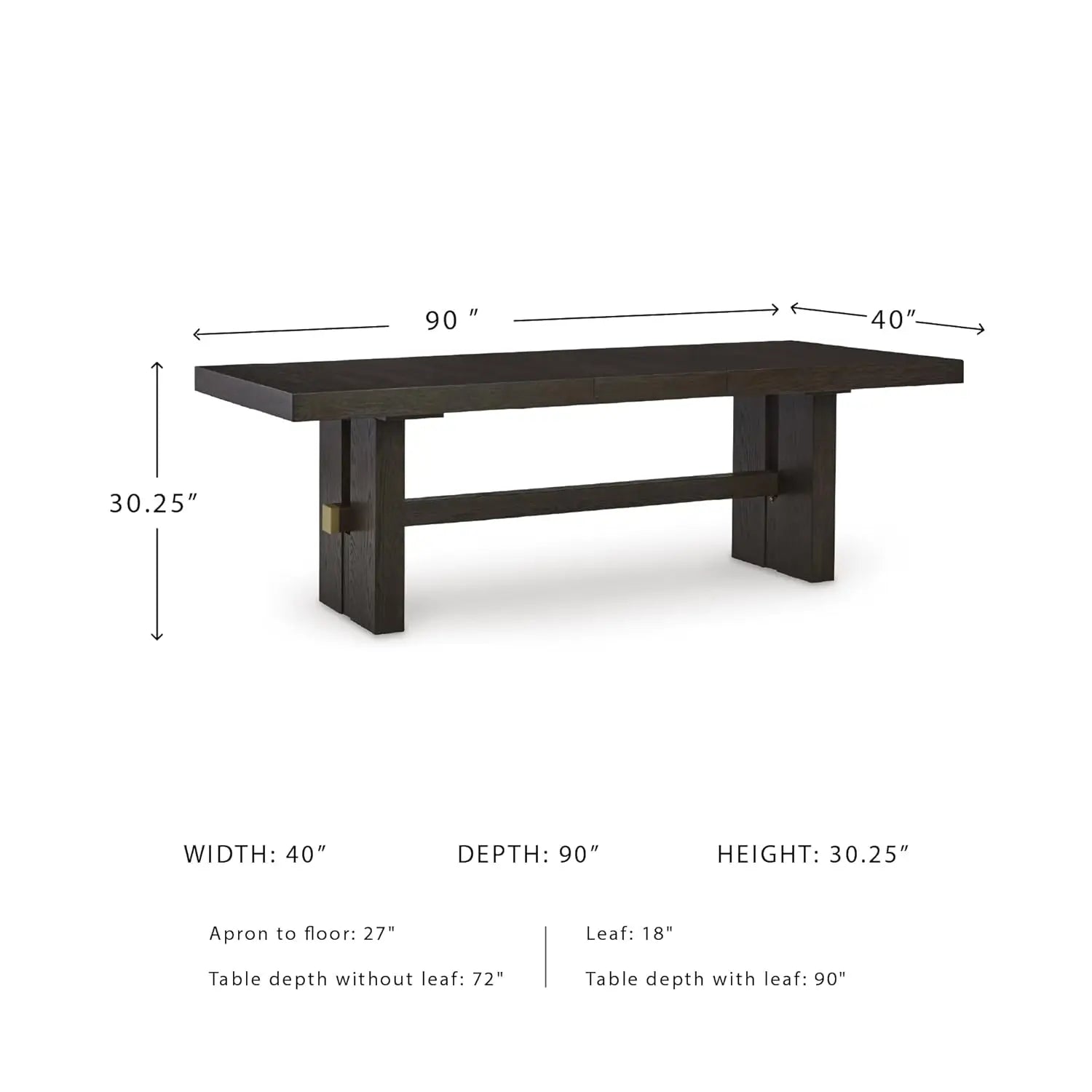40x90x30 Rectangle Extension Leaf Seats 8 Wood