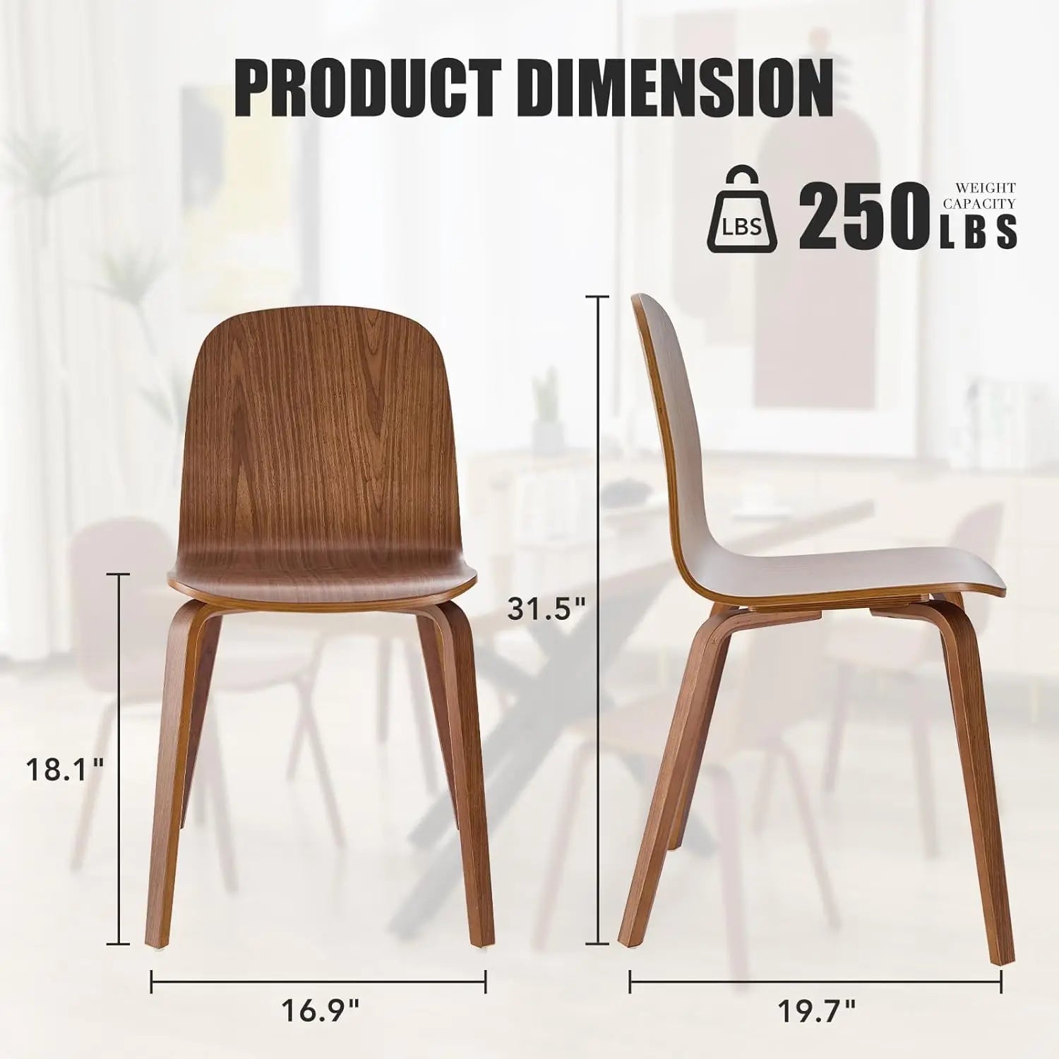 4 Wood Walnut Grain Modern Armless