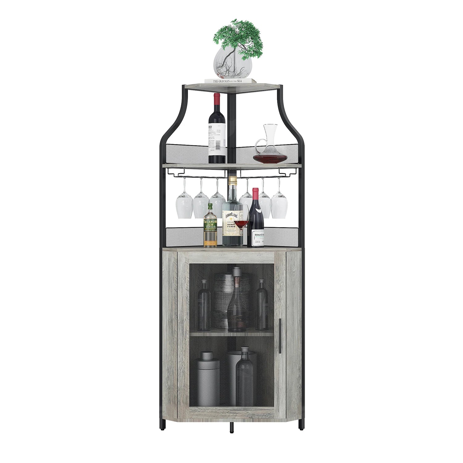 Corner Wine Rack W/Glass Holder