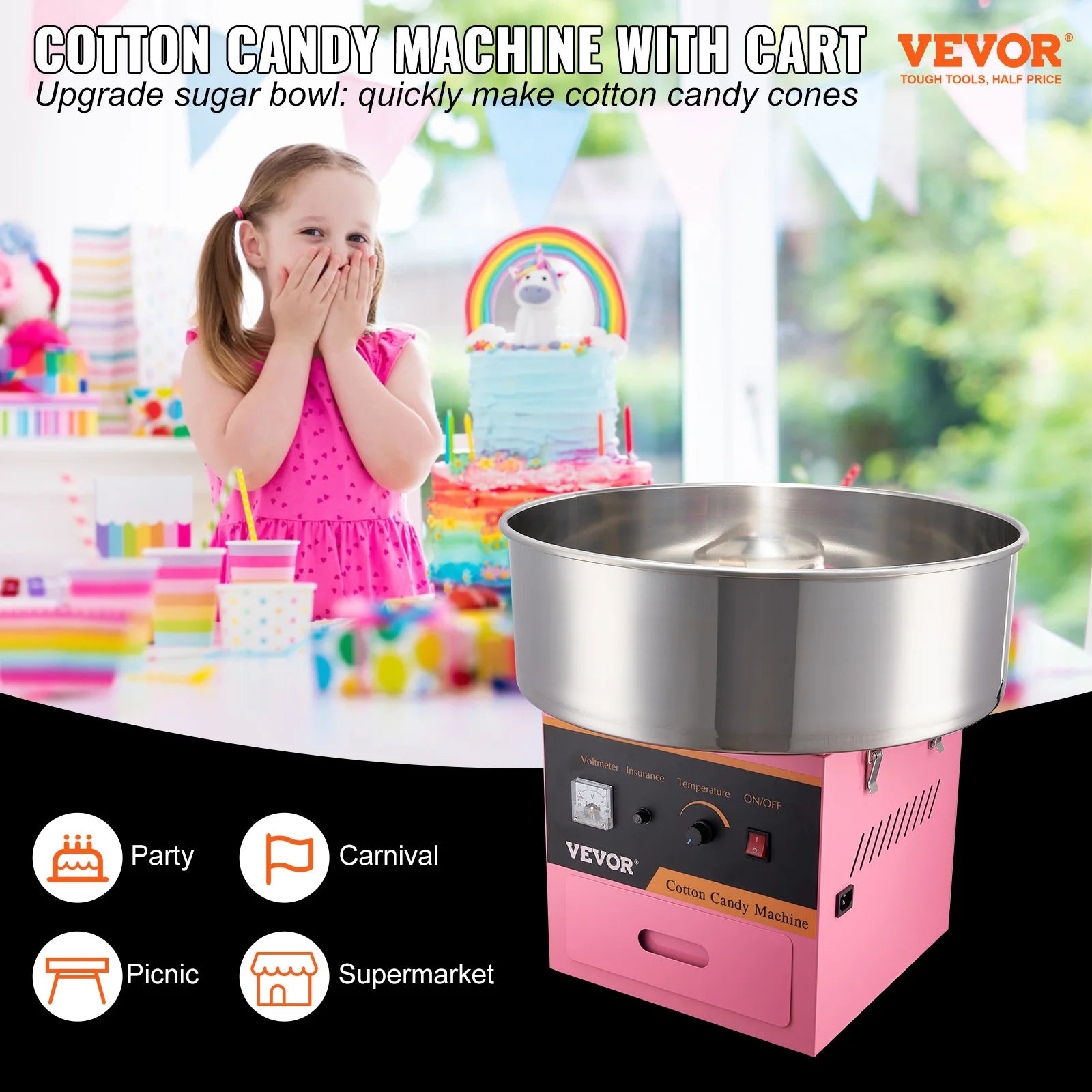 Electric Cotton Candy Machine Commercial Stainless