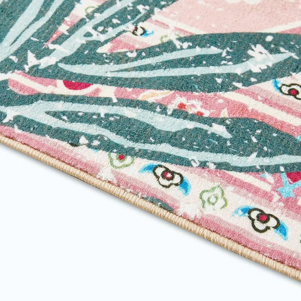 6' Circle Washable Pink Oriental Leopard