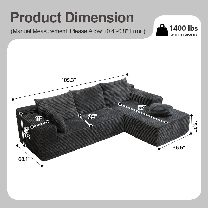 105Inch L-Shaped Living Room Sofa