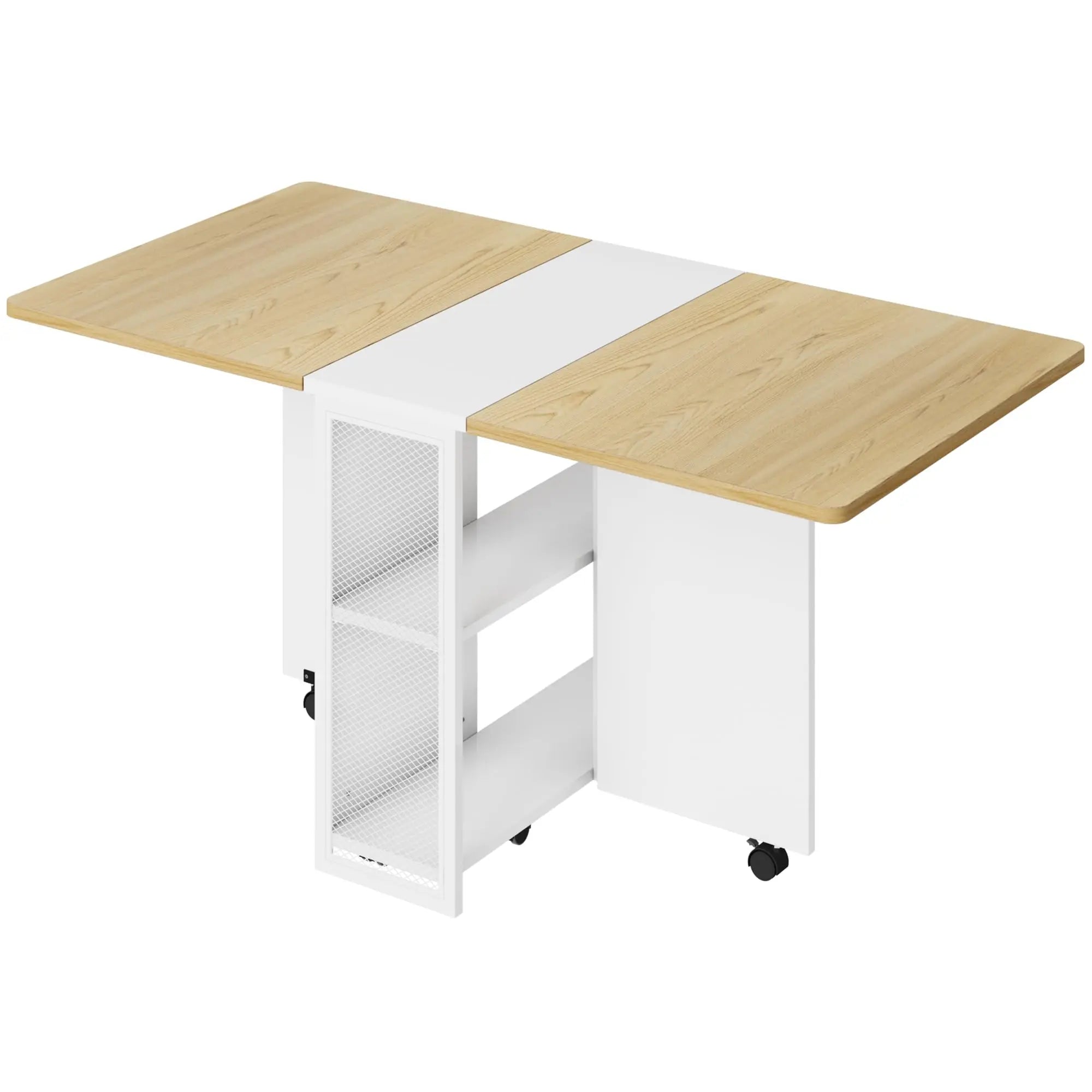 Folding  Drop Leaf for 4 w/2 Storage Shelf