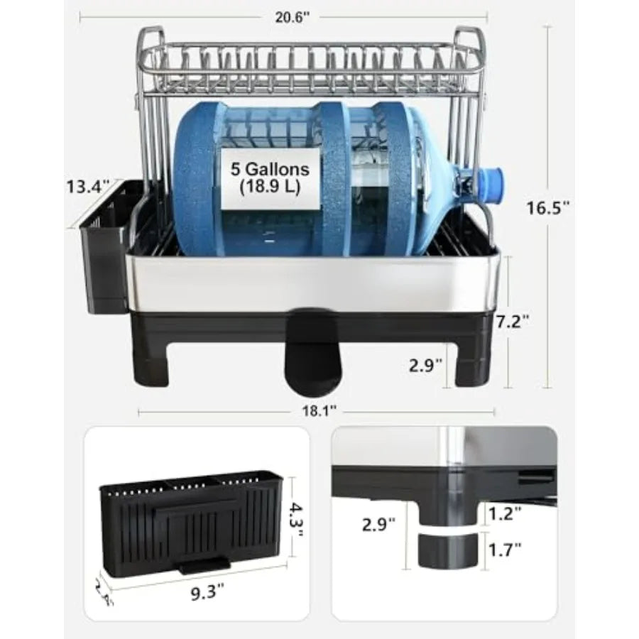 Extra Large Two-Tier Stainless-Steel Dish Rack