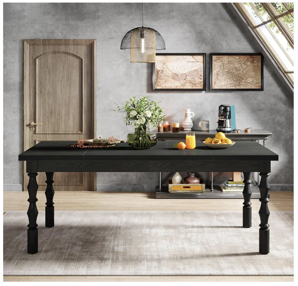 62" Wood Black for 4-6 Farmhouse Rectangle