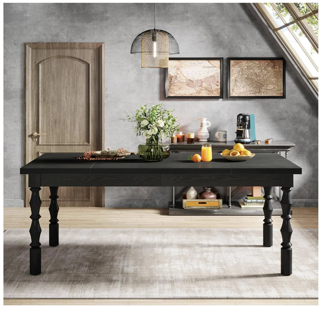 62" Wood Black for 4-6 Farmhouse Rectangle