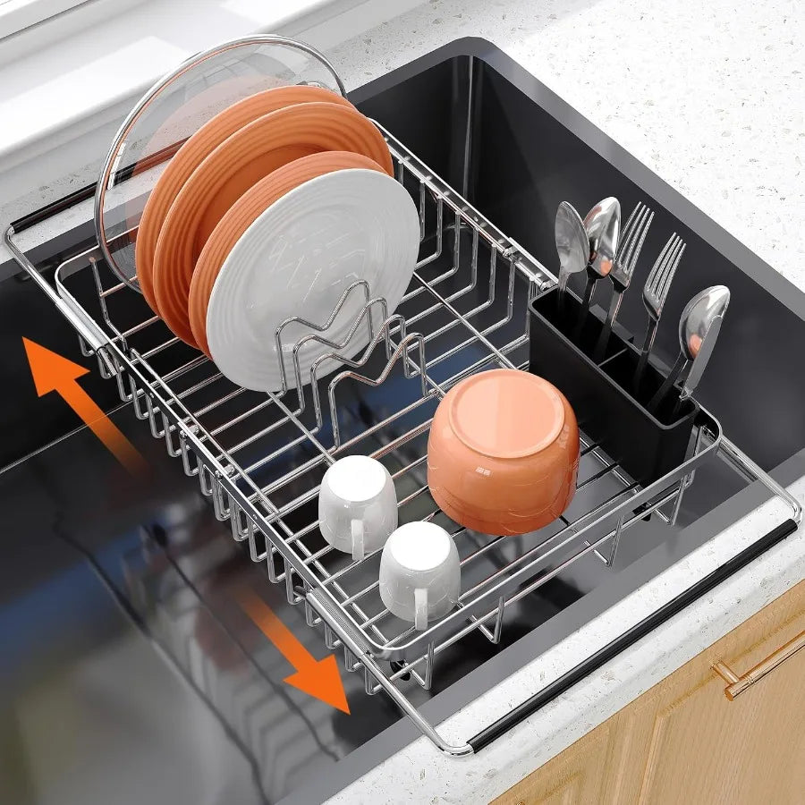 Dish Rack Sink Expandable Stainless Steel