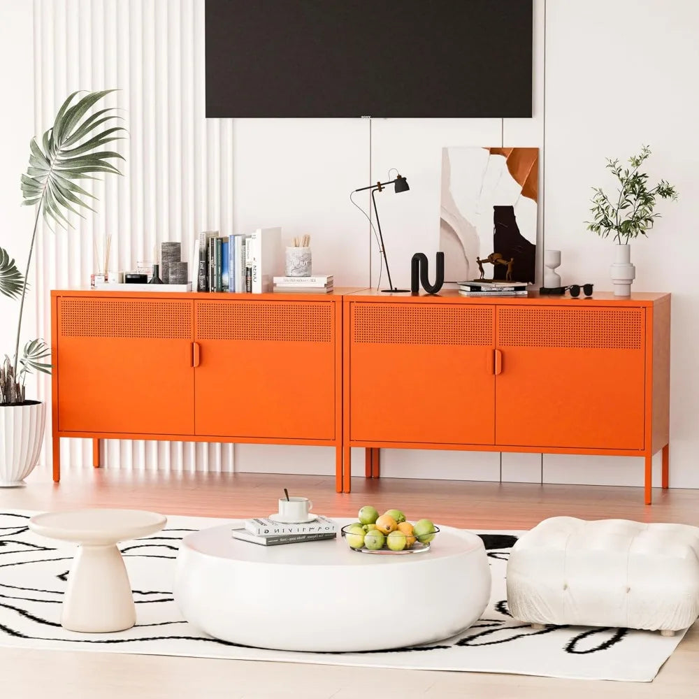 Orange Metal Accent Cabinet