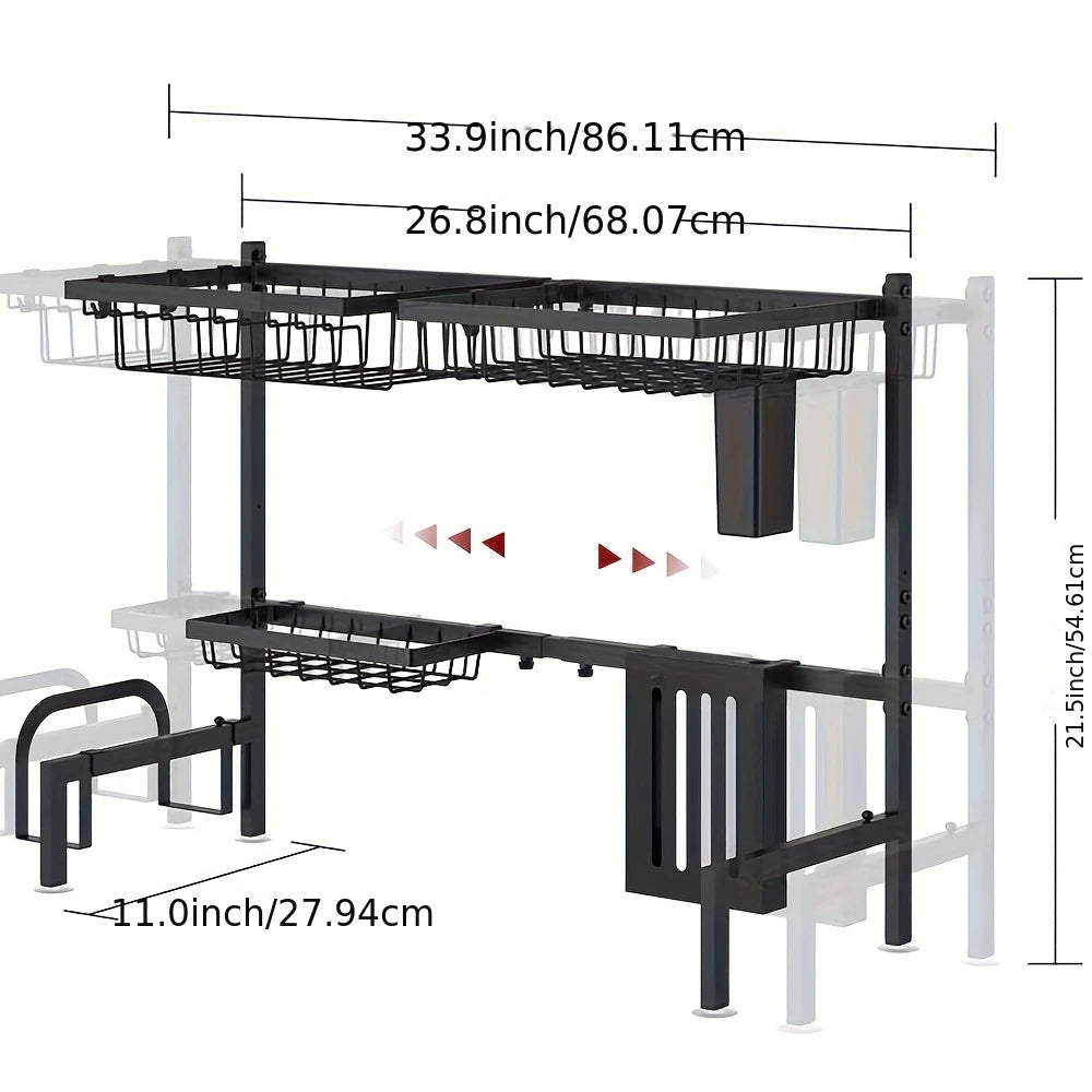 Adjustable Dish Rack - Over-the-Sink Stainless Steel
