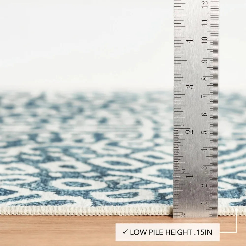 4x6 Geometric Blue Washable