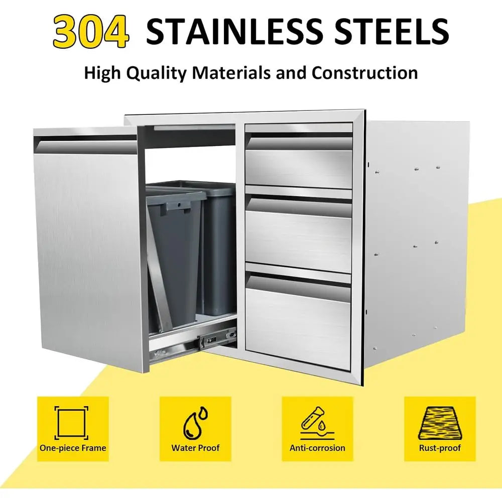 Indoor/Outdoor Cabinet Combo Trash Storage 28WX22HX19.5D"