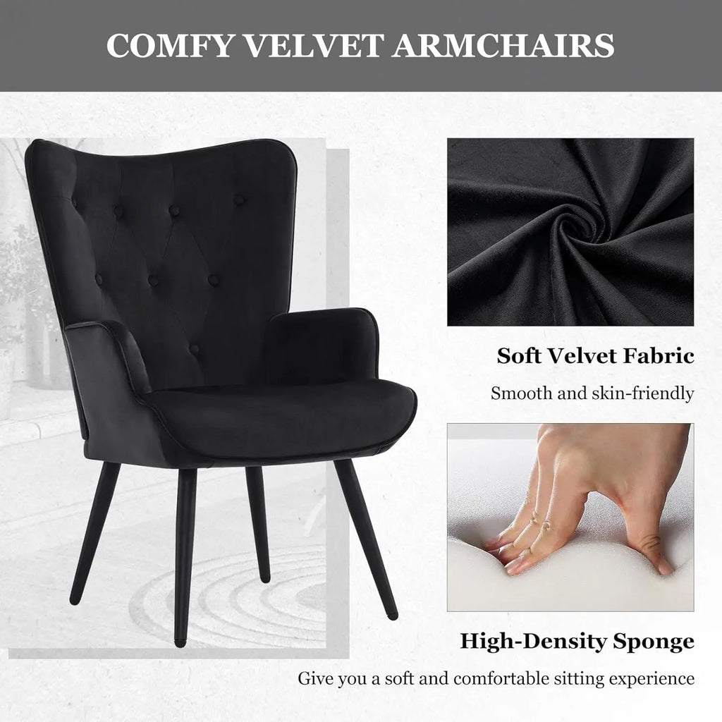 2 Black Velvet w/ High Wingback