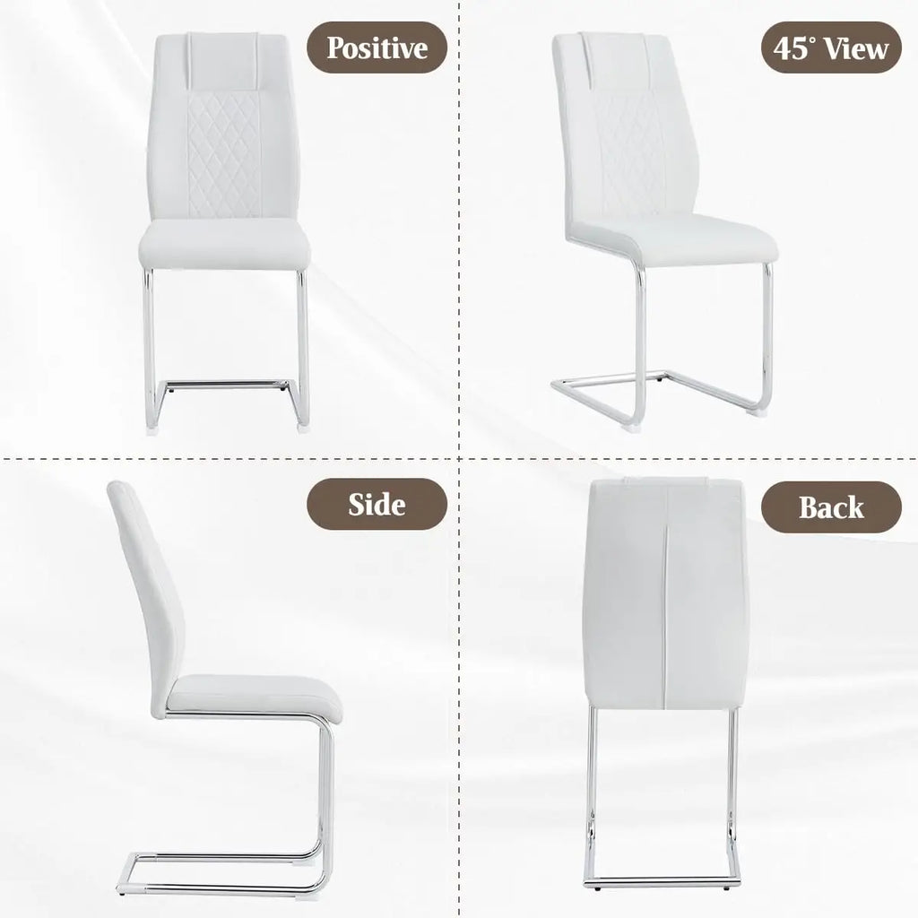 6 High-Back White Waterproof Faux Leather