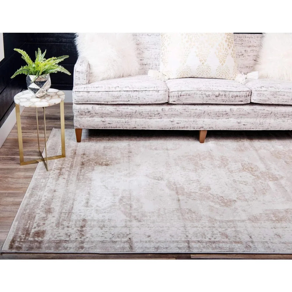 Elegant 7' 1 x 10' Rectangle Light Beige/Ivory
