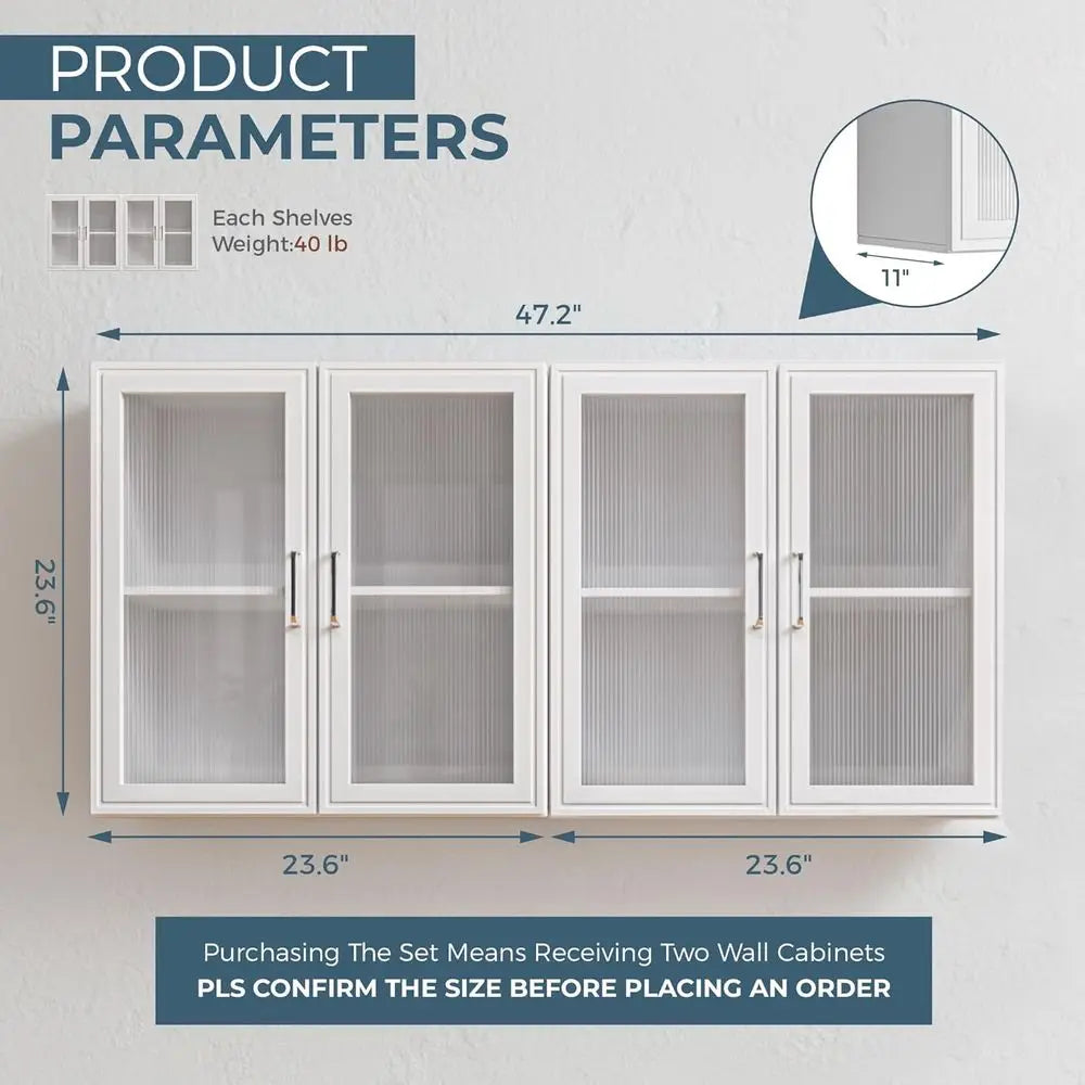 Acrylic Glass Wall Cabinet W/Adjustable Shelves