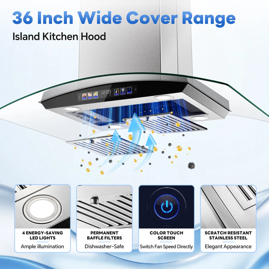 36in Island Range Hood 700 CFM, Stainless