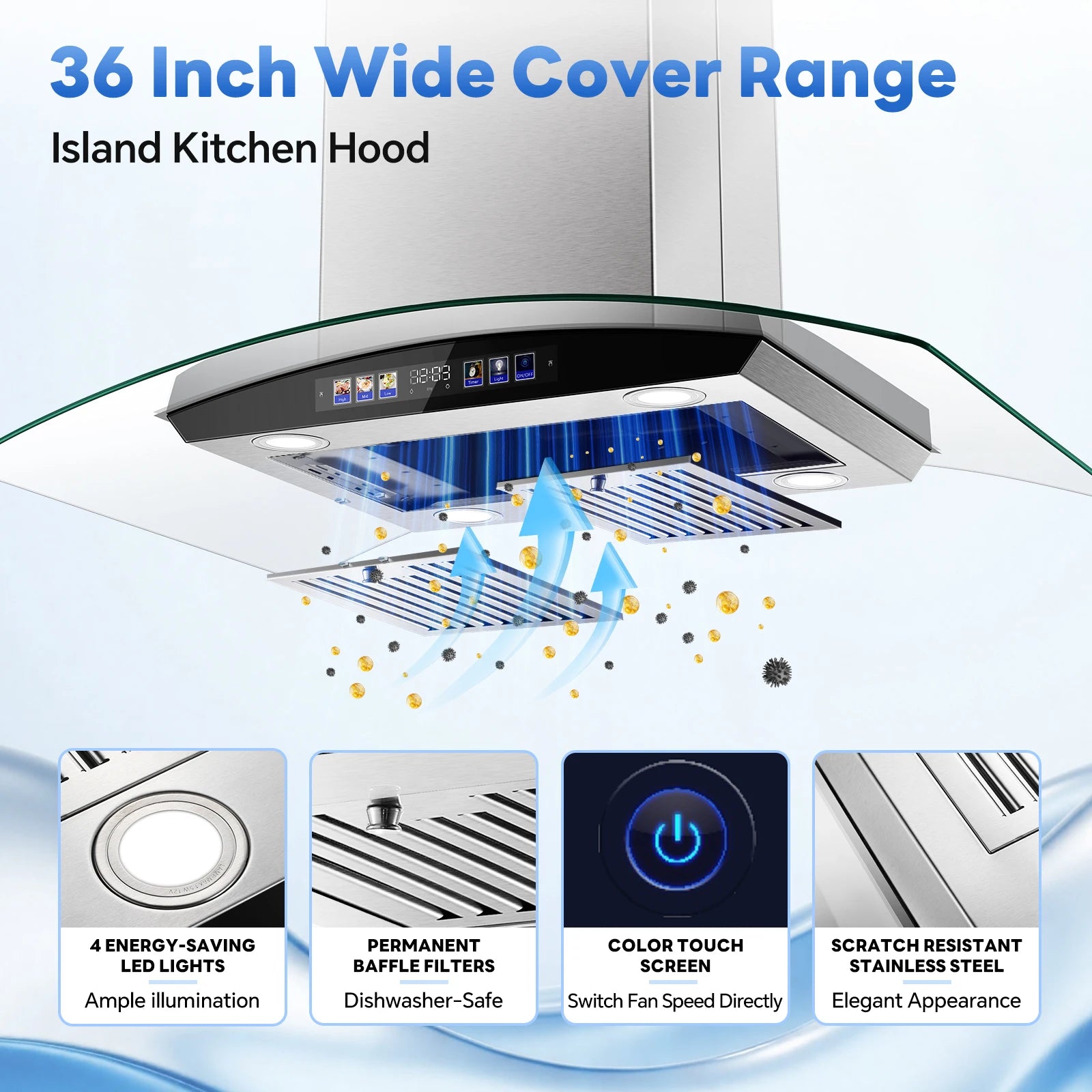 36in Island Range Hood 700 CFM, Stainless