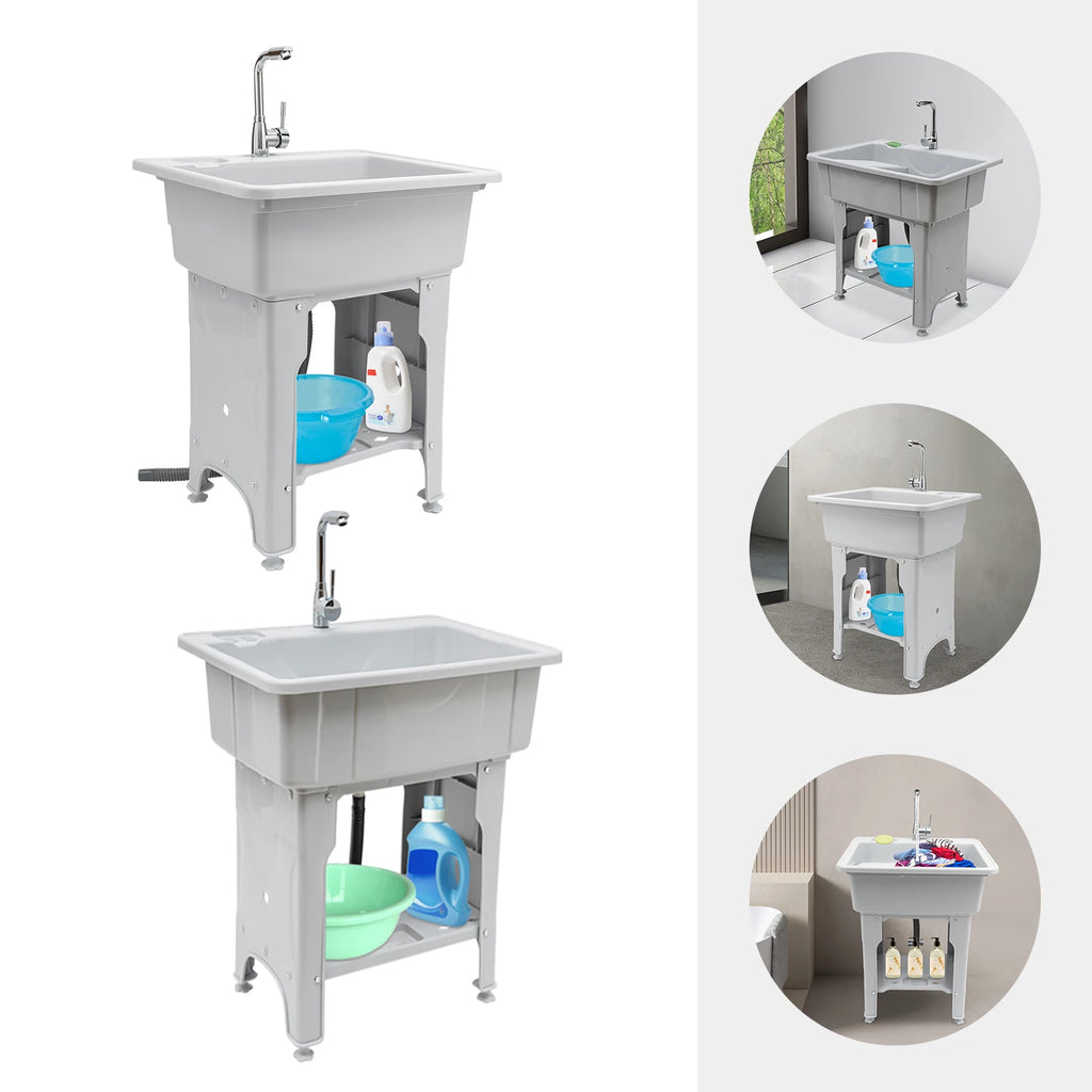 Laundry Tub, 21.65"Faucet, Removable Washboard