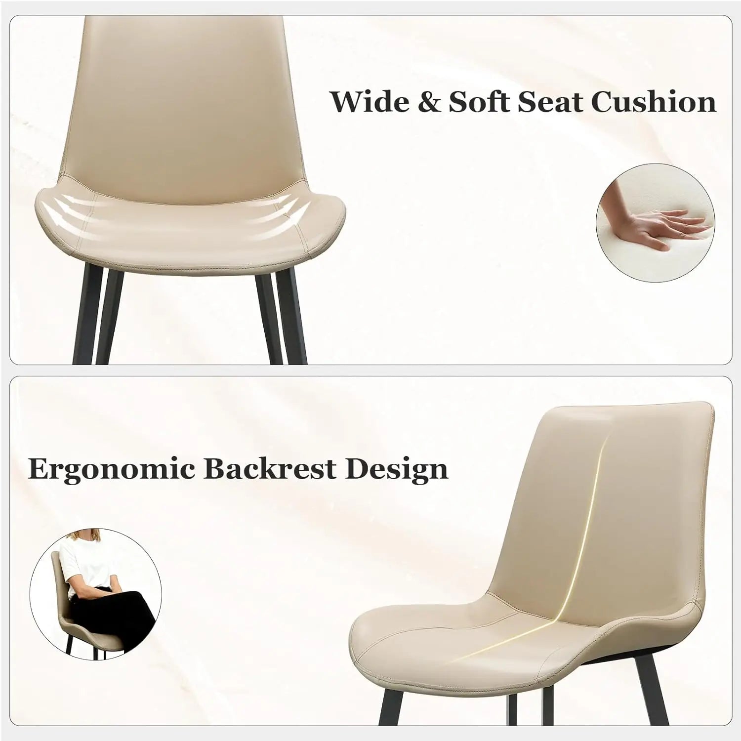 4 Modern PU Leather Upholstered