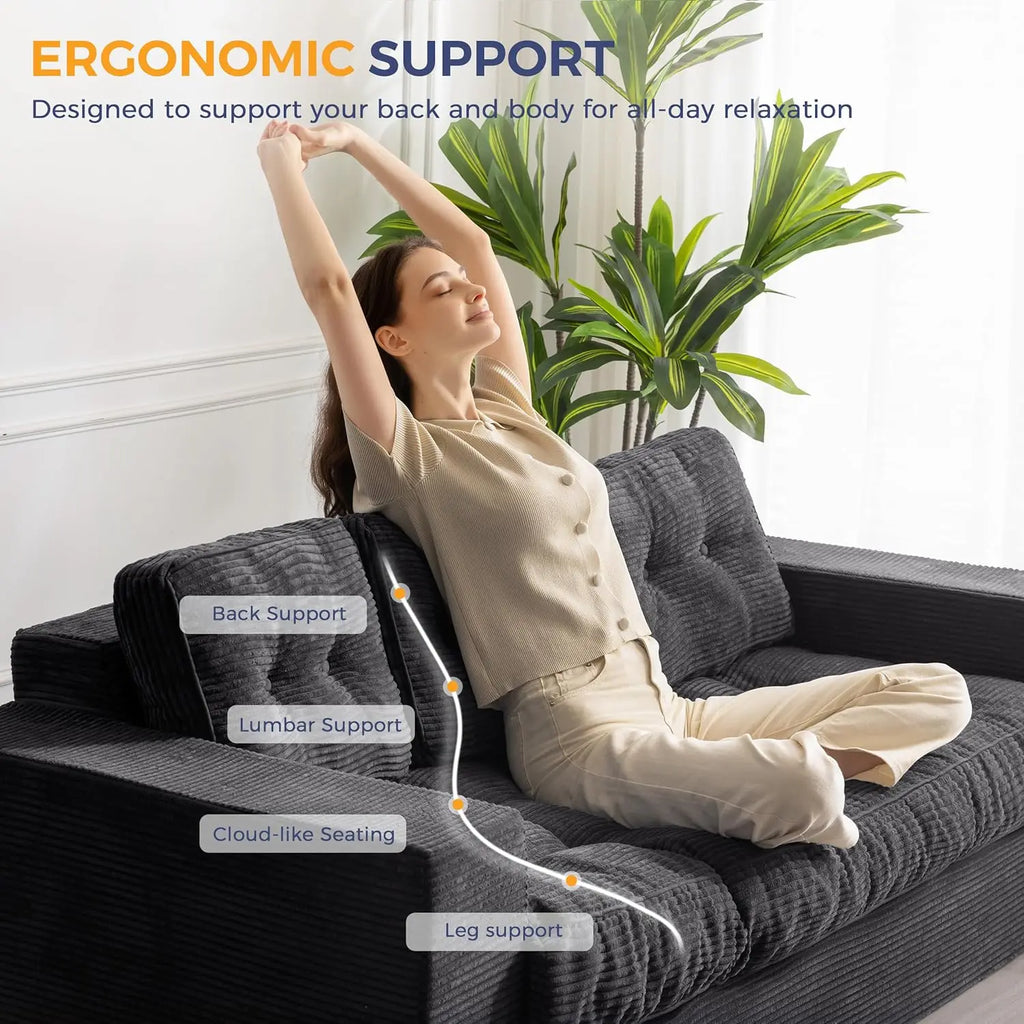3-Seater Couch Boneless Tuffed