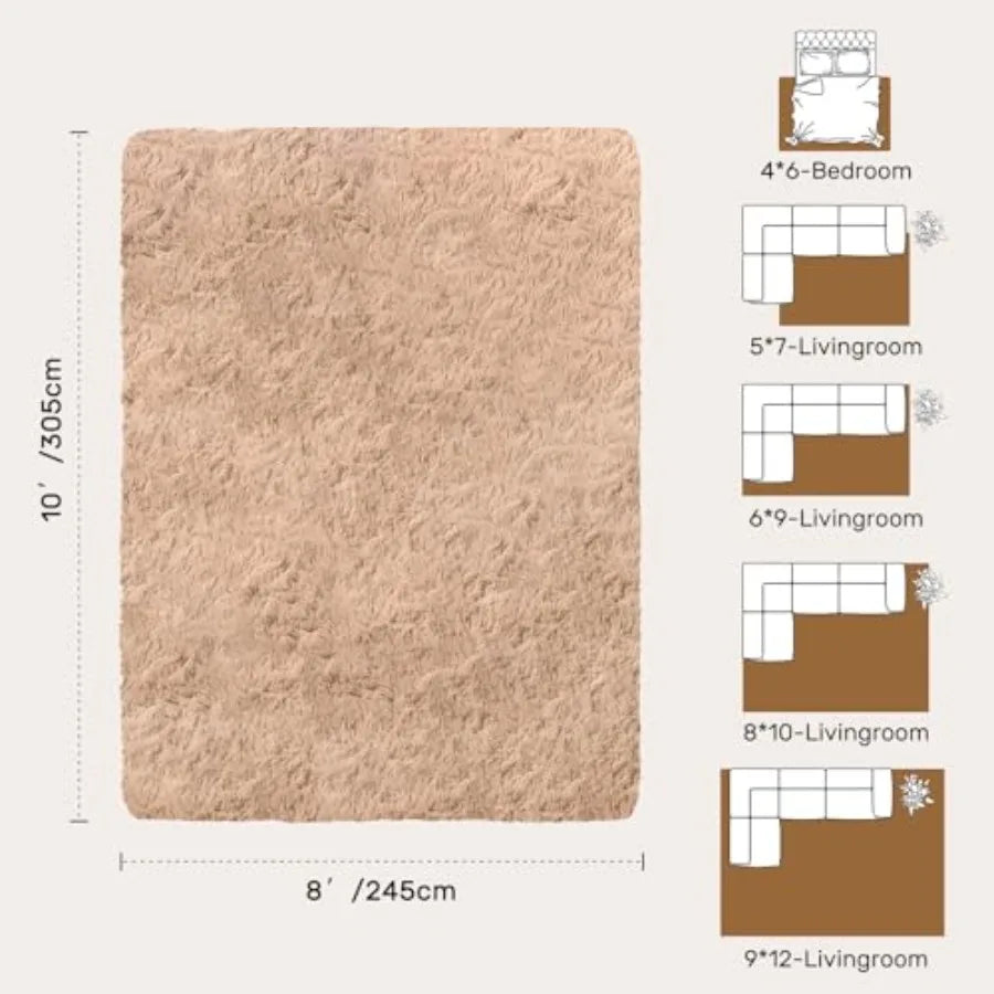 8x10 Area Rug Fluffy Beige