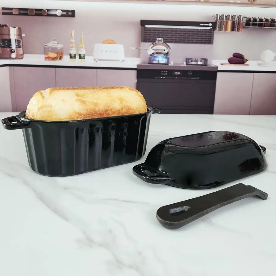 Oven Enameled Cast Iron Bread Pan W/Lid