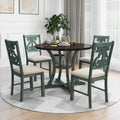 42-58" Farmhouse Set Extendable Wood w/4 Upholstered Chairs