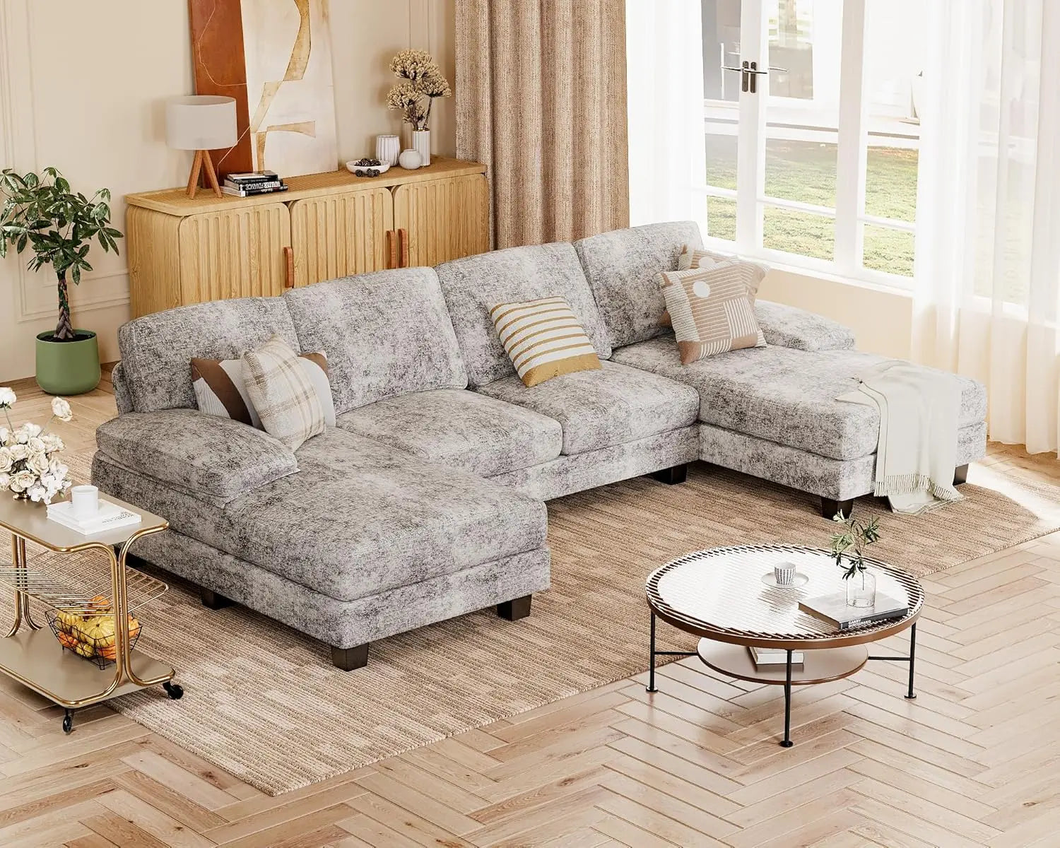 U-Shape Sectional Chenille Fabric